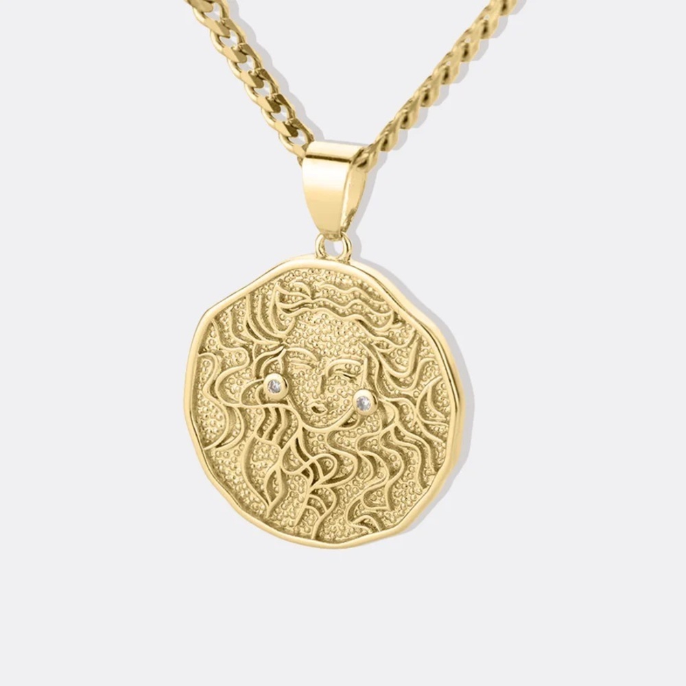 💚Mint&Lily Virgo Sign Coin Pendant Necklace
